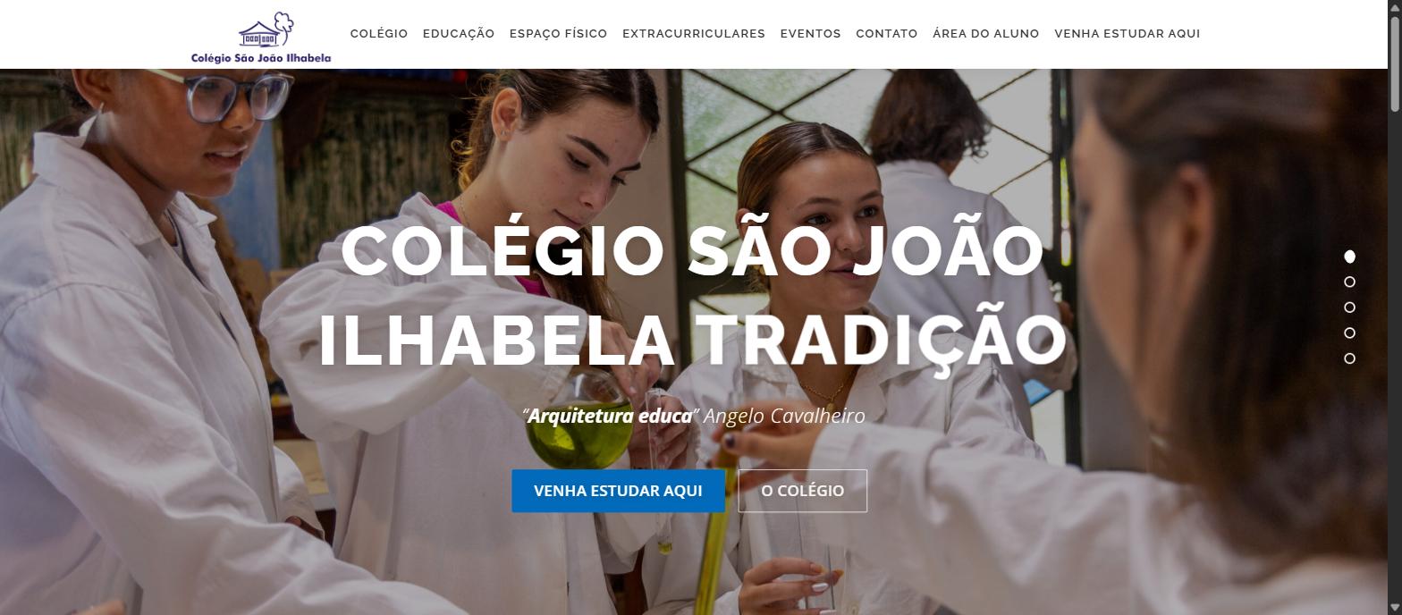 Captura da página inicial de colegiosaojoaoilhabela.com.br